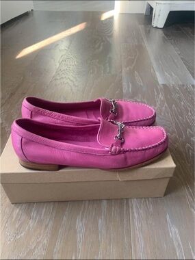 Coach Pink Leather Horsebit Loafers